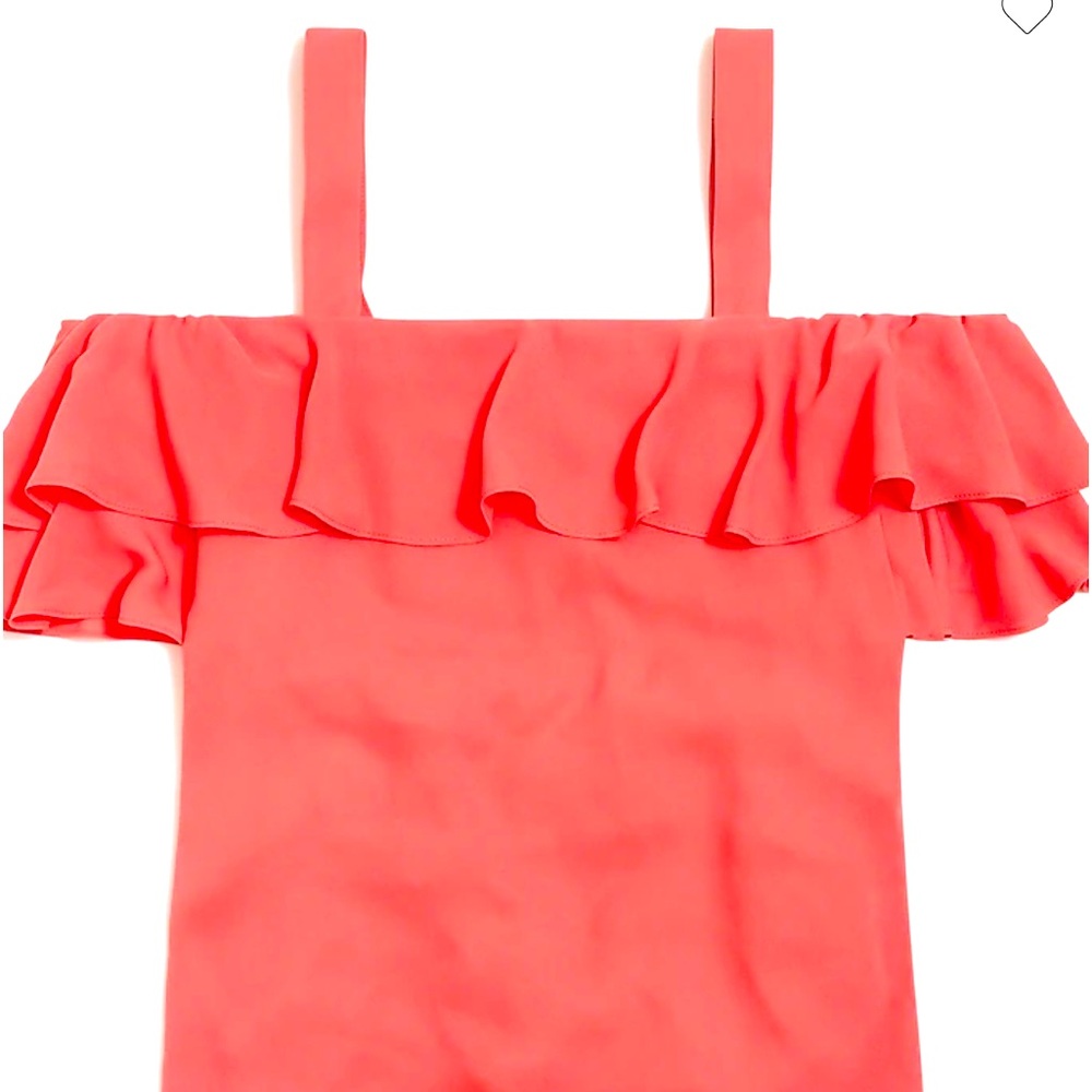 J Crew Cold Shoulder Ruffle Tank Top SalmonH5388 Chiffon Relaxed Womens Blouse 6